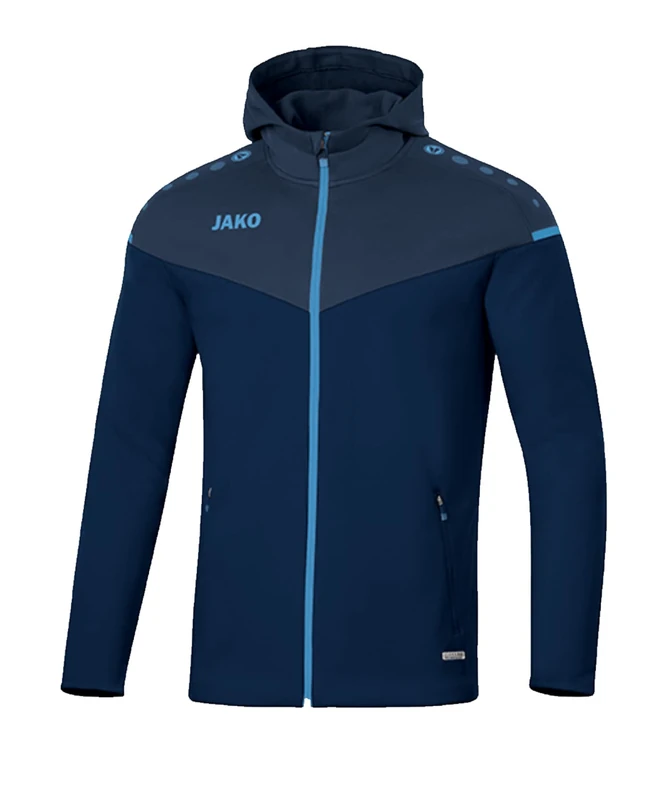 JAKO Men's Champ 2.0 Hooded Jacket, Navy/Dark Blue/Sky Blue, M