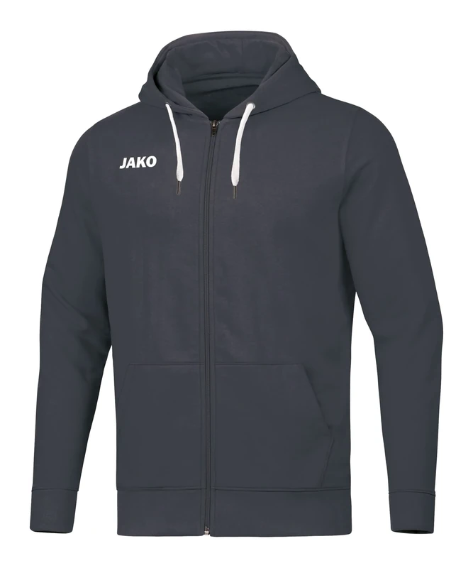 JAKO Men's Base Hooded Jacket, Charcoal, S