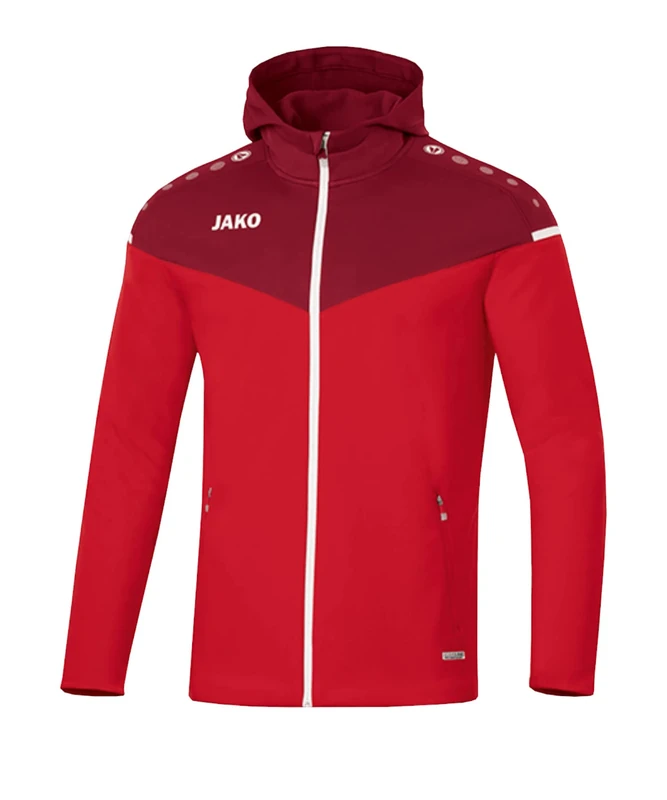 JAKO Women's Champ 2.0 Hooded Jacket, Red/Wine red, 44 (EU)