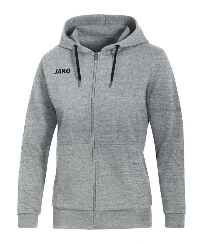 JAKO Women's Base Hooded Jacket, womens, Hooded jacket, 6865, Mottled light grey, 42