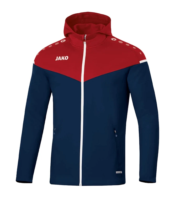 JAKO Women's Champ 2.0 Hooded Jacket, Marine/Chili Red, 36 (EU)
