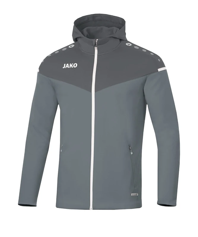 JAKO Women's Champ 2.0 Hooded Jacket, Stone Grey/Anthracite Light, 34 (EU)
