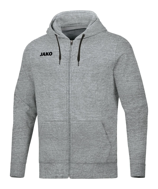 JAKO Men's Base Hooded Jacket, Mottled Light Grey, XL