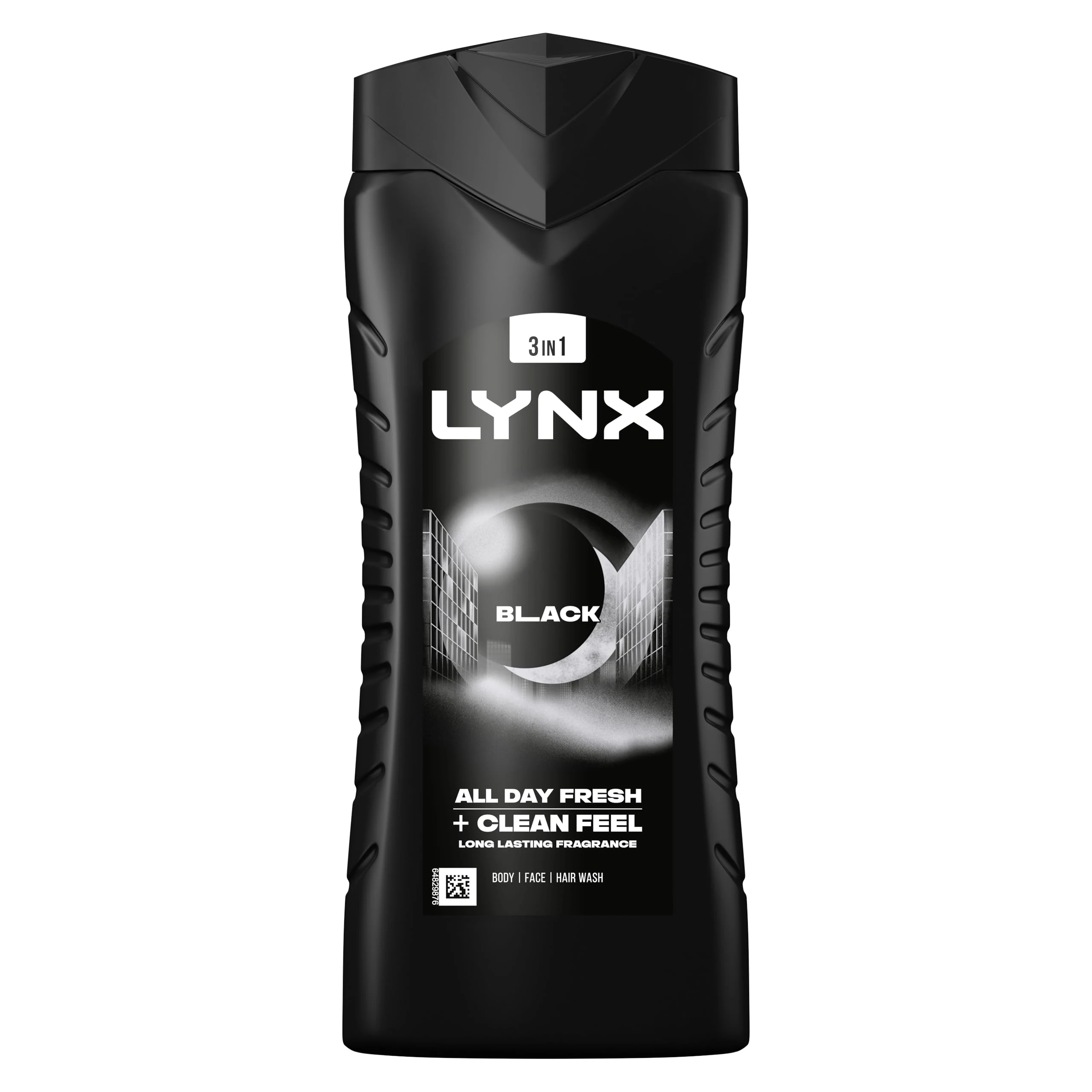 Lynx Men Black 3-in-1 Hair, Face and Body Wash Shower Gel with a frozen pear & cedarwood scent for an all day fresh & clean feel 500 ml