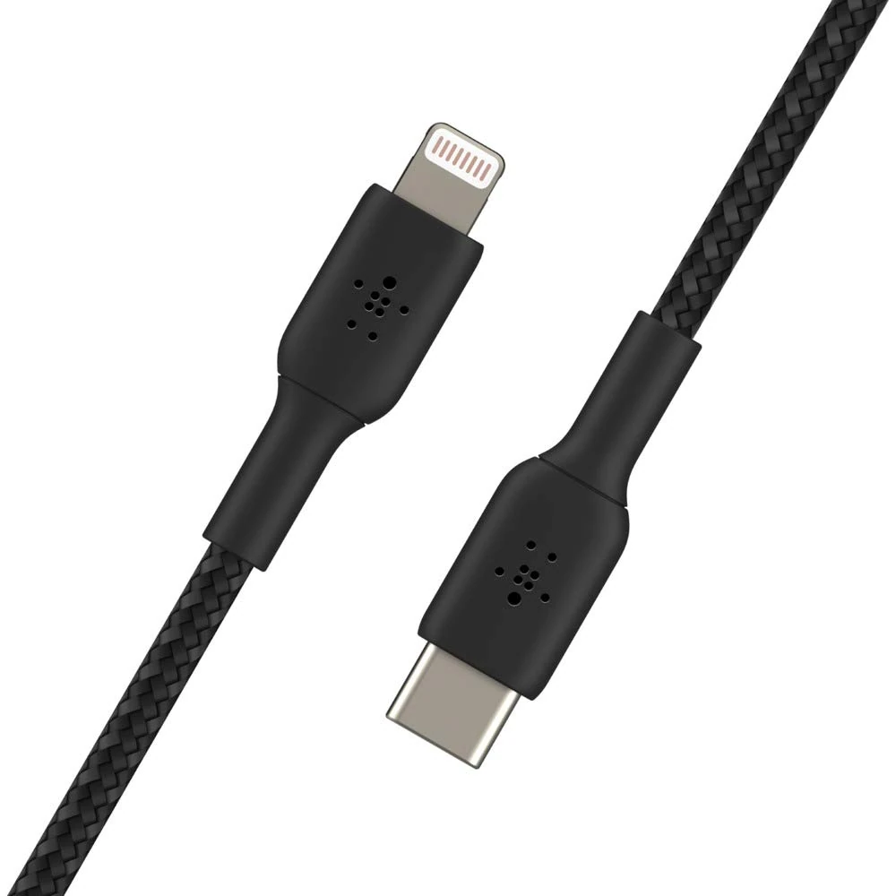 Belkin Braided USB-C to Lightning Cable (iPhone Fast Charging Cable for iPhone 14, 13, 12 or earlier) Boost Charge MFi-Certified iPhone USB-C Cable (1m, Black)