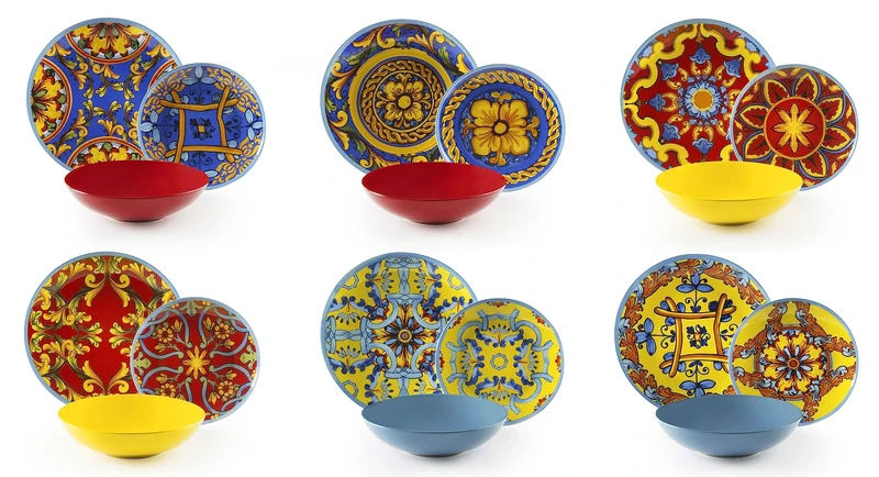 Excelsa Trinacria 18-Piece Dinner Set, Porcelain and Ceramic