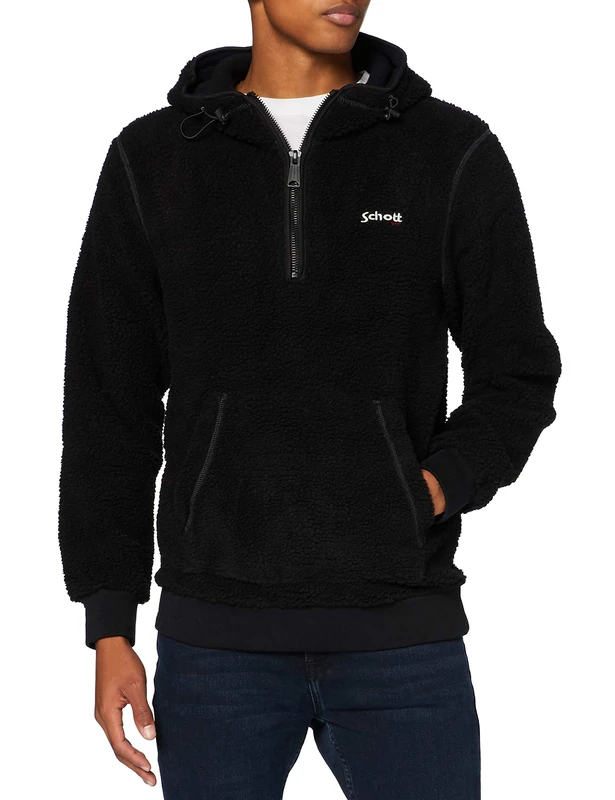 Schott NYC Men's Swandric1 Hooded Sweatshirt Not Applicable, Black, X-Large