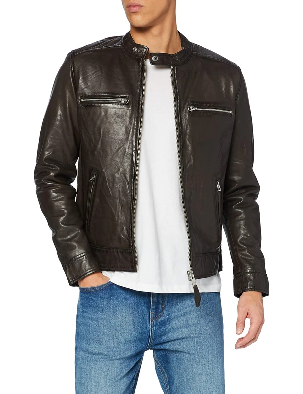 Schott NYC Men's Lcnewport Leather Jacket Not Applicable, Brown, X-Large