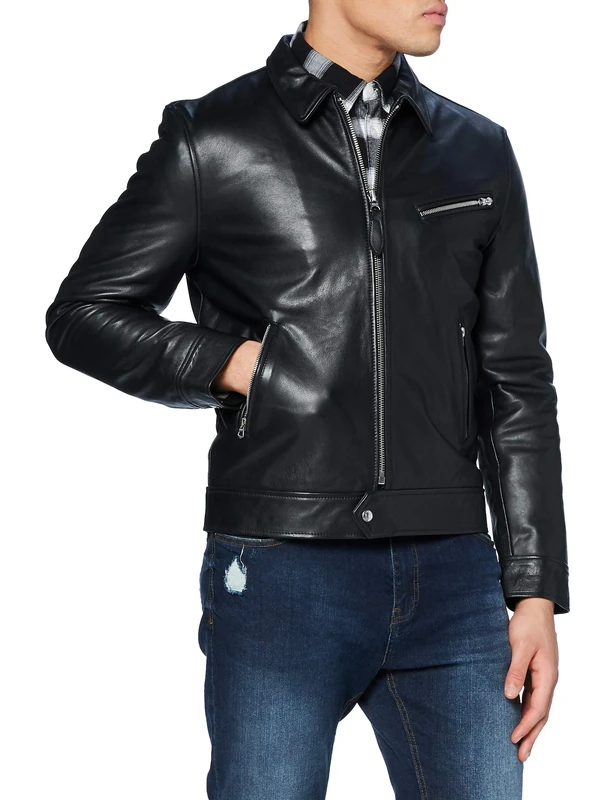 Schott NYC Men's Lcmontana Leather Jacket, Black, Medium