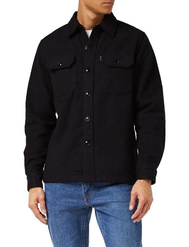 Schott NYC Men's Shcarl3 Shirt, Black, M - Image 1