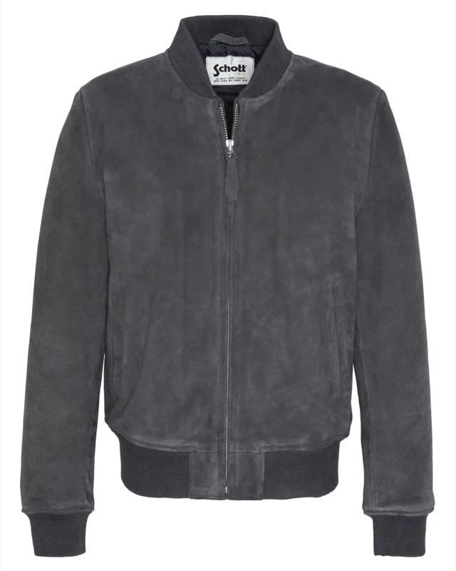 Schott NYC Men's Lc3017 Leather Jacket, Dark Gray, Large