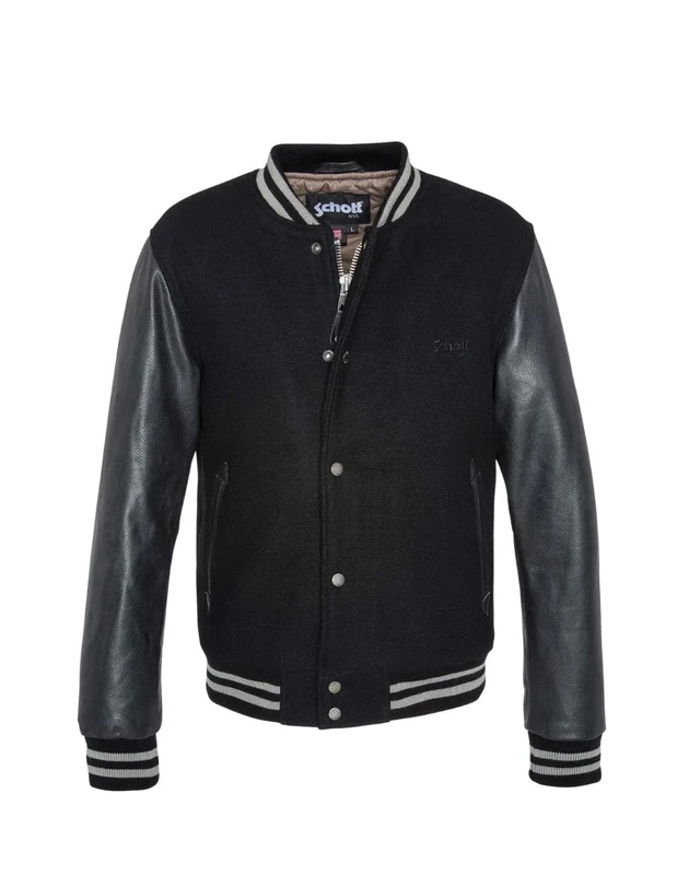 Schott NYC Men's LC8705 Leather Jacket, Black/Black, Large