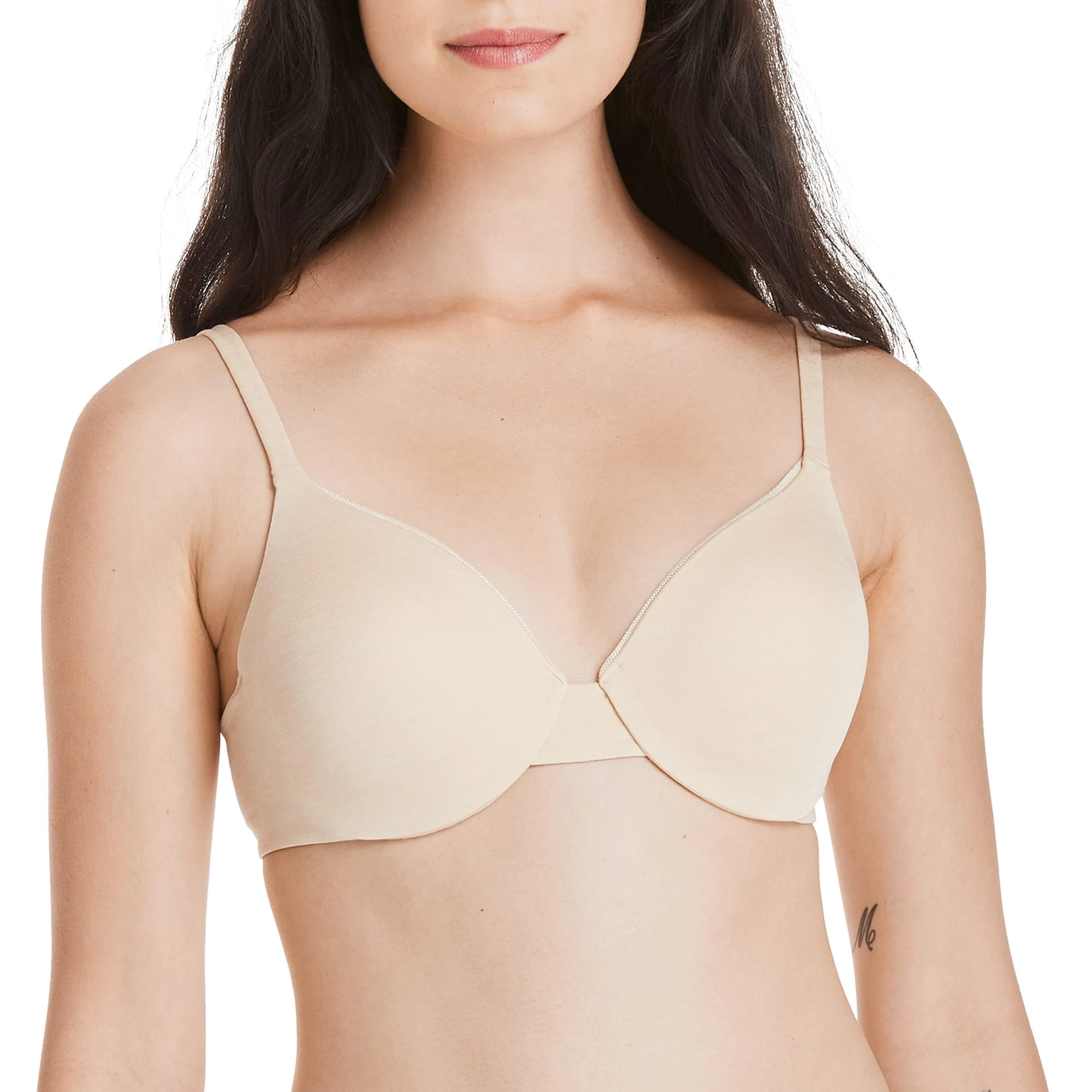 Hanes Ultimate Women's, Low-Cut Underwire T-Shirt Bra, Convertible Straps, Opaque, Oatmeal Heather 2, 34D