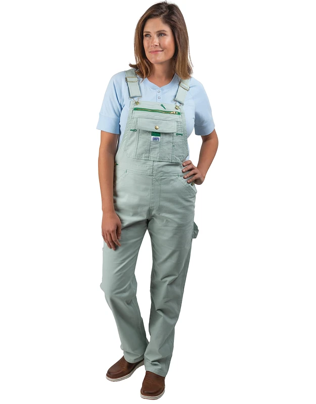 Liberty Women's Washed Duck Bib Overalls, Frosted Sage, XXL