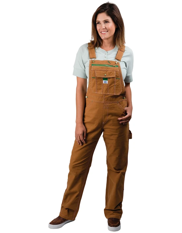 Liberty Women's Washed Bib Overalls, Brown Duck, Medium