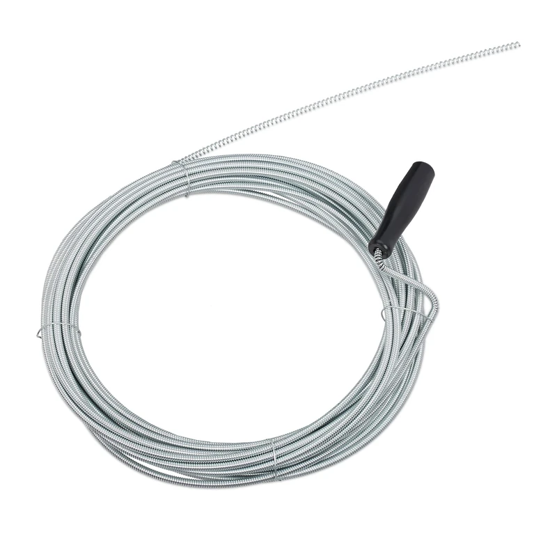 Relaxdays Drain Snake, 10m, Mechanical Pipe Cleaning Spiral Tool, Clog Remover Toilet, Tub & Sink, Ø 5mm, Iron, Silver