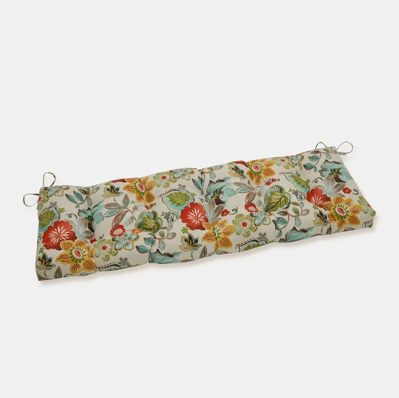 Pillow Perfect Tufted Bench/Swing Cushion, Floral, 60" x 18"