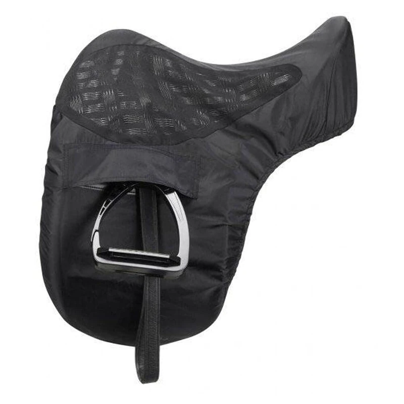 LeMieux ProKit Ride On Dressage Saddle Cover in Black with Silicone Grip Seat - Waterproof Polyester Outer - Fleece Lining - Dressage - Black