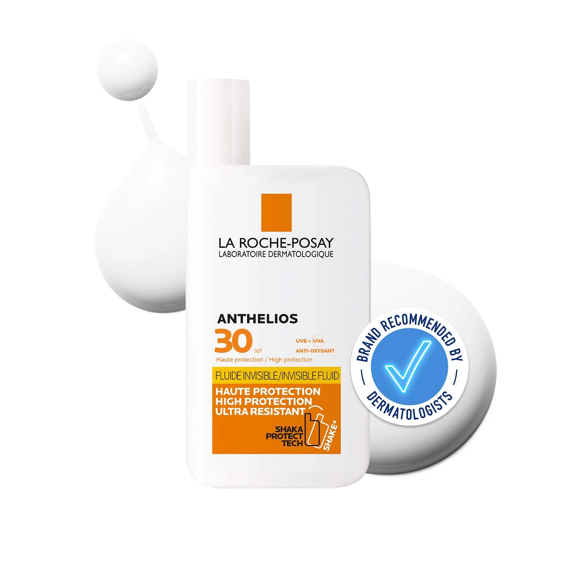 La Roche-Posay Anthelios Ultra-Light Invisible Fluid Sun Cream SPF30, Ultra Sweat, Sand & Water Resistent, Daily-Use, Suitable for Face & Body 50ml