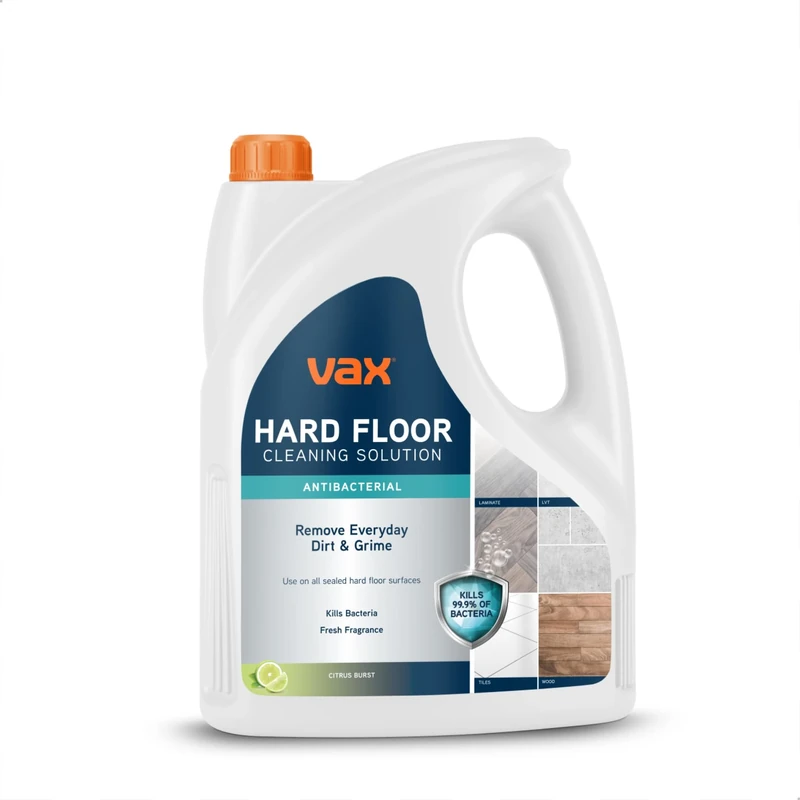 Vax 4L Hard Floor Antibacterial Cleaning Solution, Citrus Burst Scent, Removes 99.9% of Bacteria, 1-9-142097, Silver