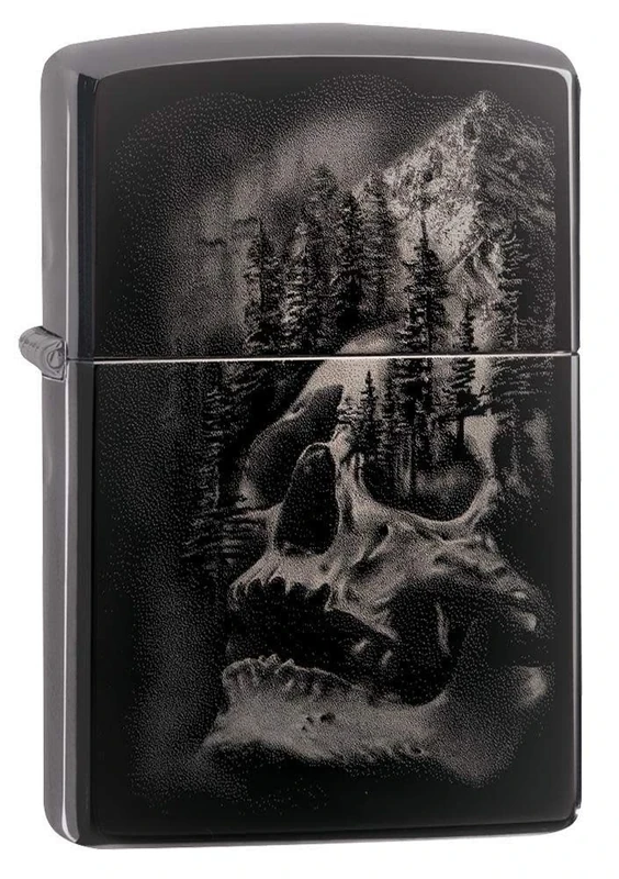 Zippo Unisex's Design Pocket Lighter, Black Ice Skull Mountain, One size