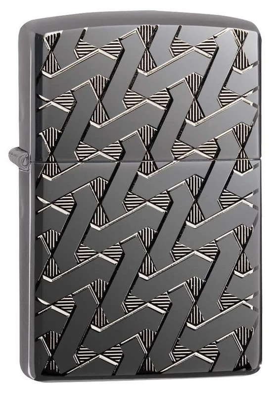 Zippo Pocket Lighter, Other, High Polish Black Ice Geometric Weave, One Size