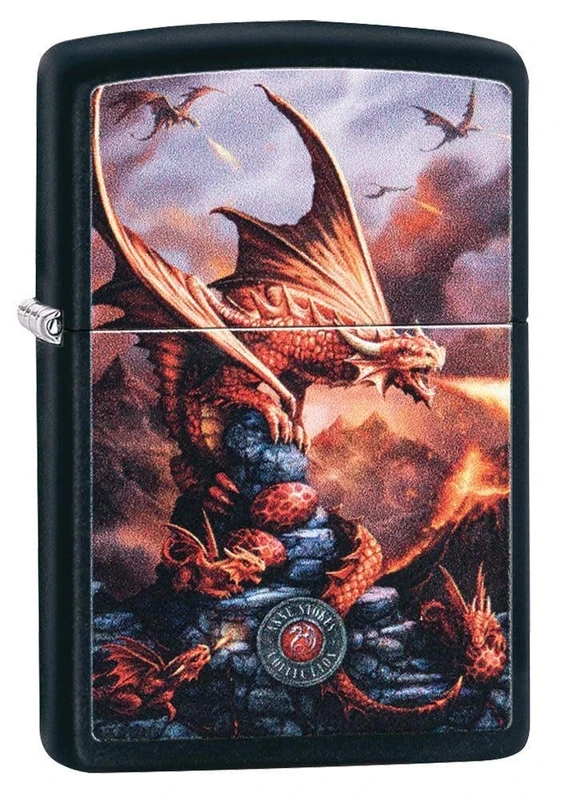 Zippo Anne Stokes Fire Breathing Dragon Black Matte Pocket Lighter