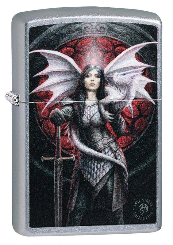 Zippo Anne Stokes Dragon Warrior Street Chrome Pocket Lighter