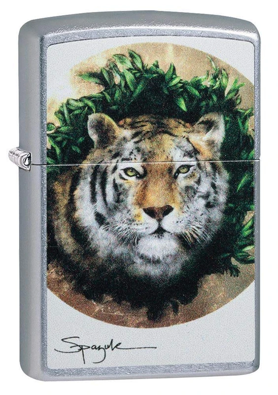 Zippo Spazuk Tiger Street Chrome Refillable Windproof Lighter in Quality Gift Box - Image 1