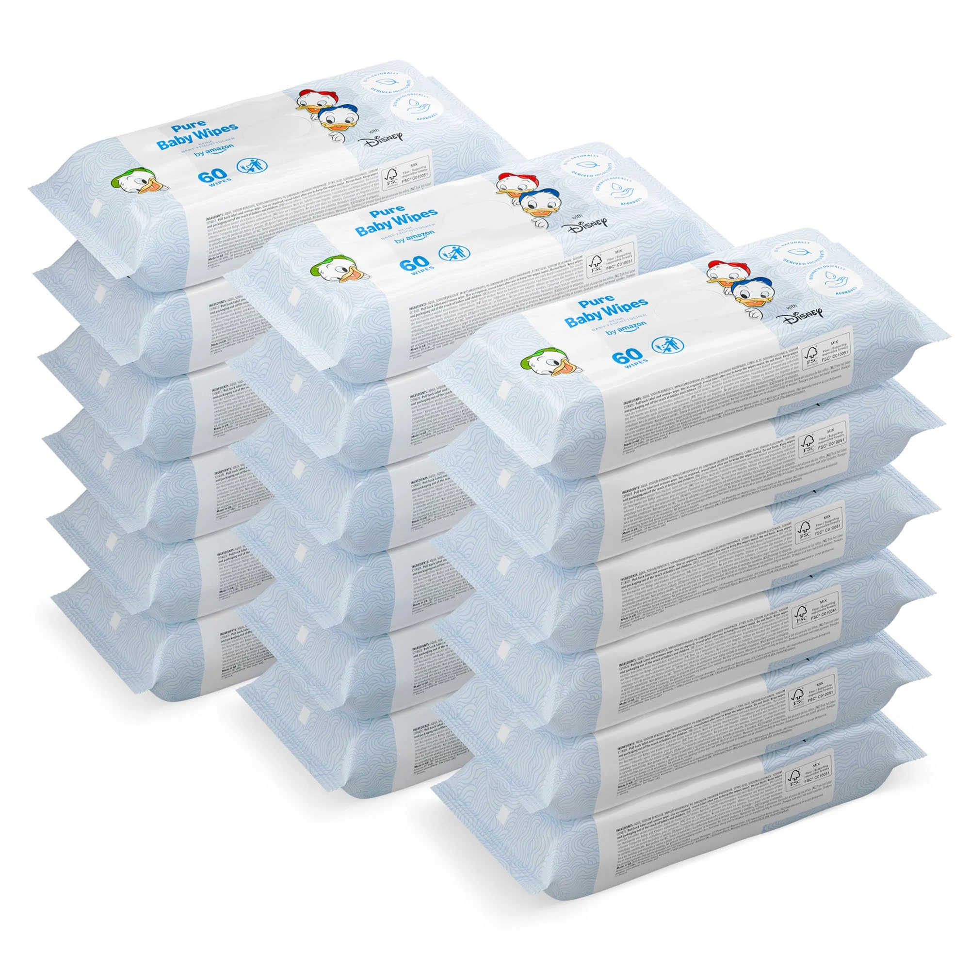 by Amazon Disney Baby Wipes, 99% Water, 1080 Wipes, Unscented, 18 pack of 60, (Previously a Mama Bear brand, same product)