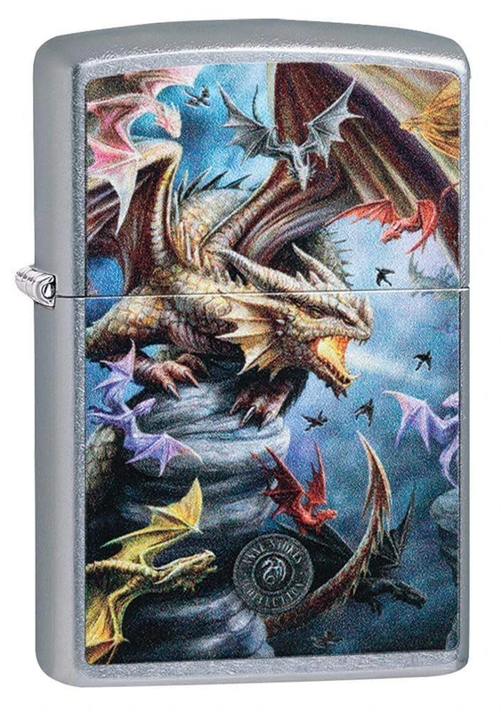 Zippo Anne Stokes Colorful Dragons Street Chrome Pocket Lighter