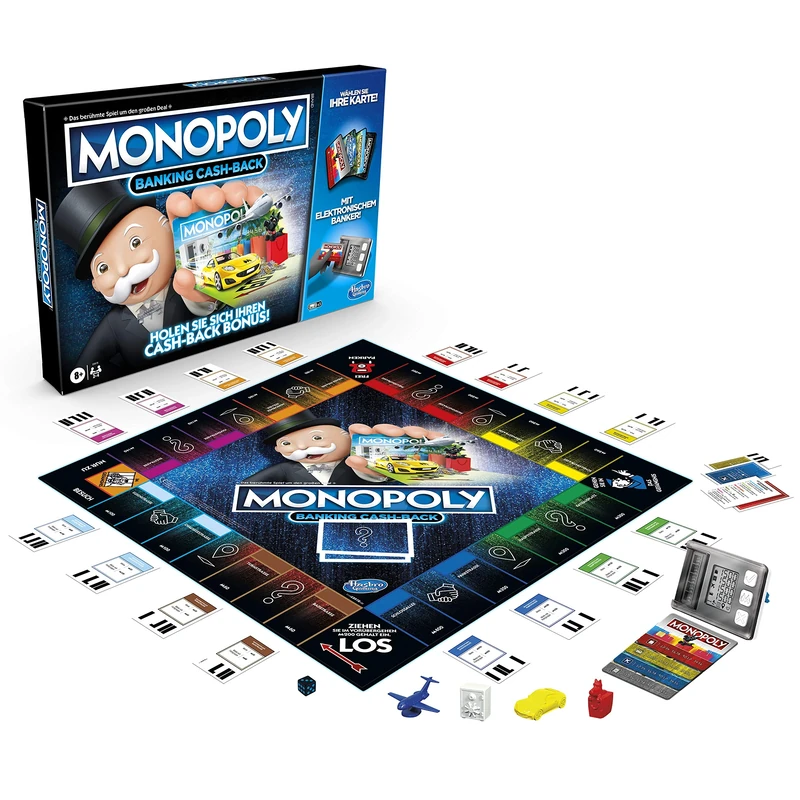 Monopoly Banking Back Board Game, Electronic Card Reader, Back Bonus, Cashless Numbers, Scan Technology, Ages 8 and Up