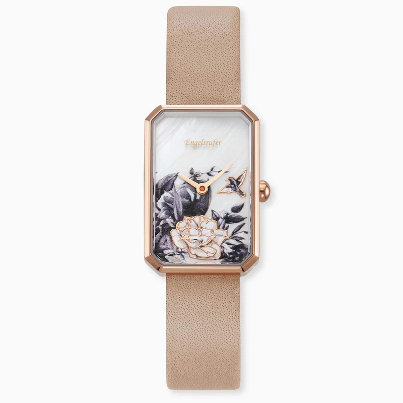 Engelsrufer Women Analog Quartz Wrist Watch with Real Leather Strap, Watches for Women, ERWA-FLOWER1-LBR1-RR - Image 1