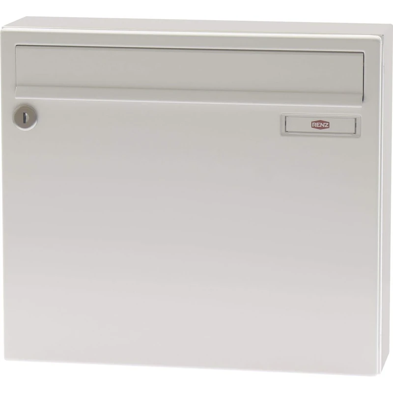 Renz Letter Box with Name Plate 370 x 330 x 100 mm Robust Hanging Letter Box Series 17 Steel White RAL 9016