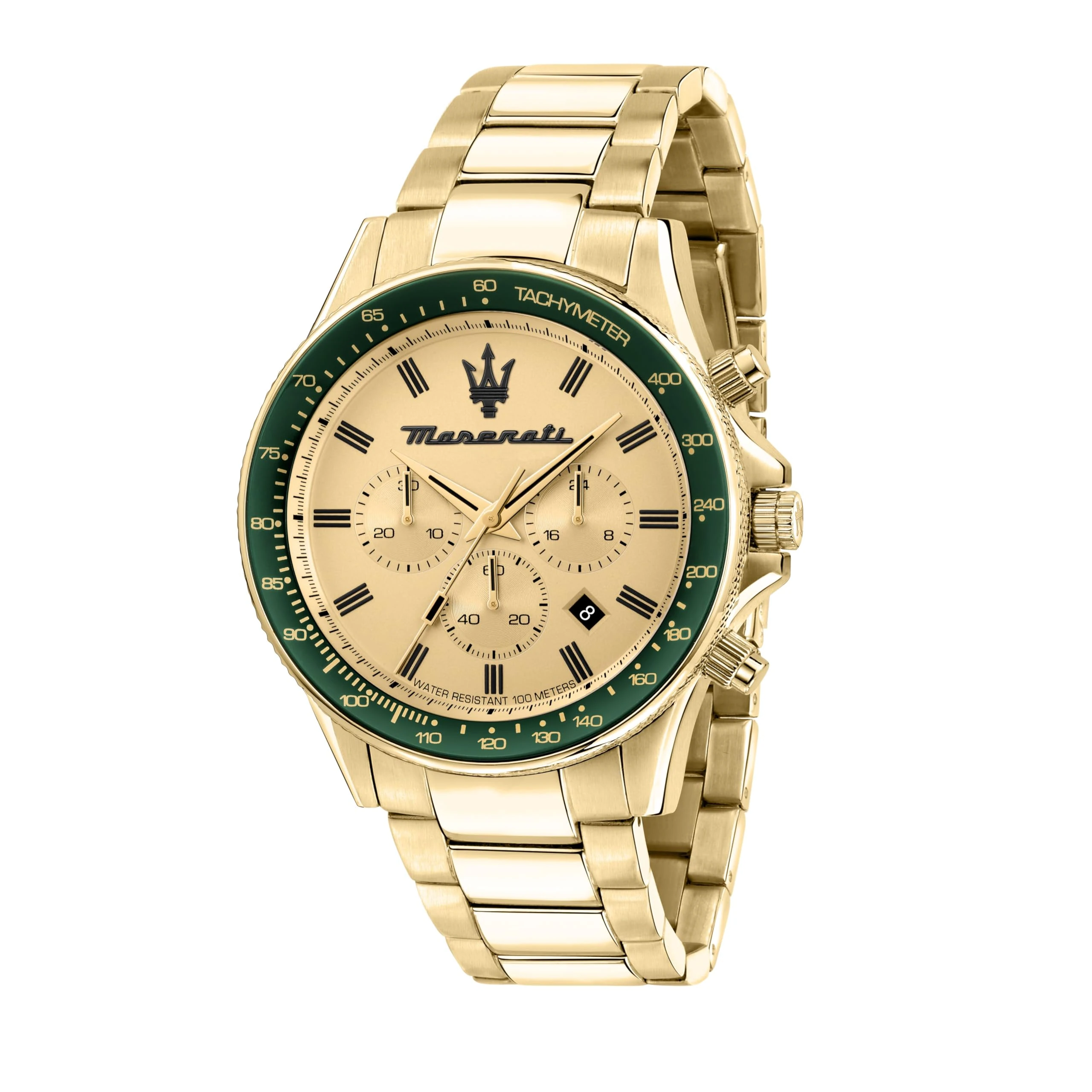 Maserati Men's Stainless Steel, Yellow Gold PVD Watch, Sfida Collection, with Stainless Steel Strap - R8873640005