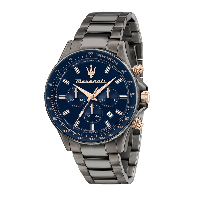 Maserati Men's Stainless Steel, Gun PVD Watch, Sfida Collection, with Stainless Steel Strap - R8873640001