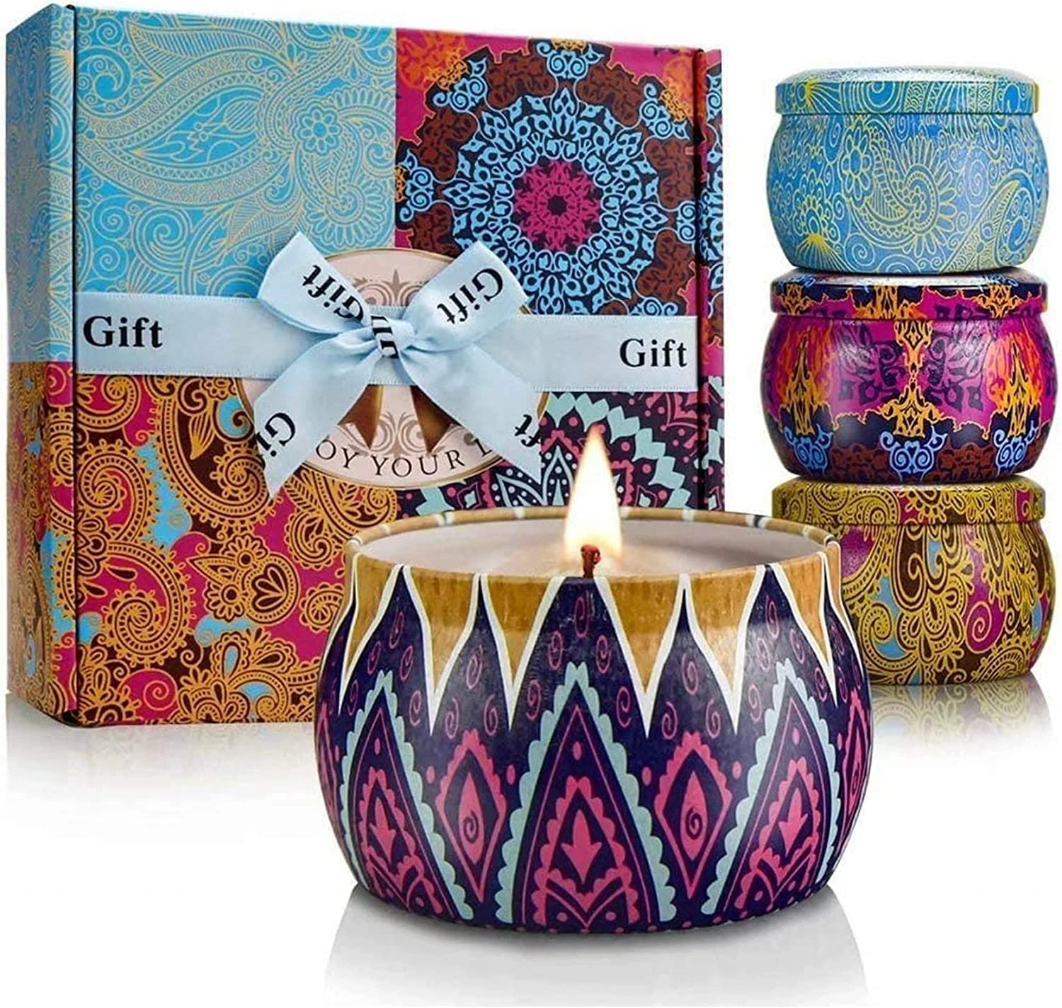 YMing Candles Gift Set for Women,17.6 Oz Long Burning Candle Gifts for Home Scented,Soy Wax Aromatherapy Candle Gift for Woman Friends, Tin Present for Mother's Day,Birthday,Eid,Anniversary