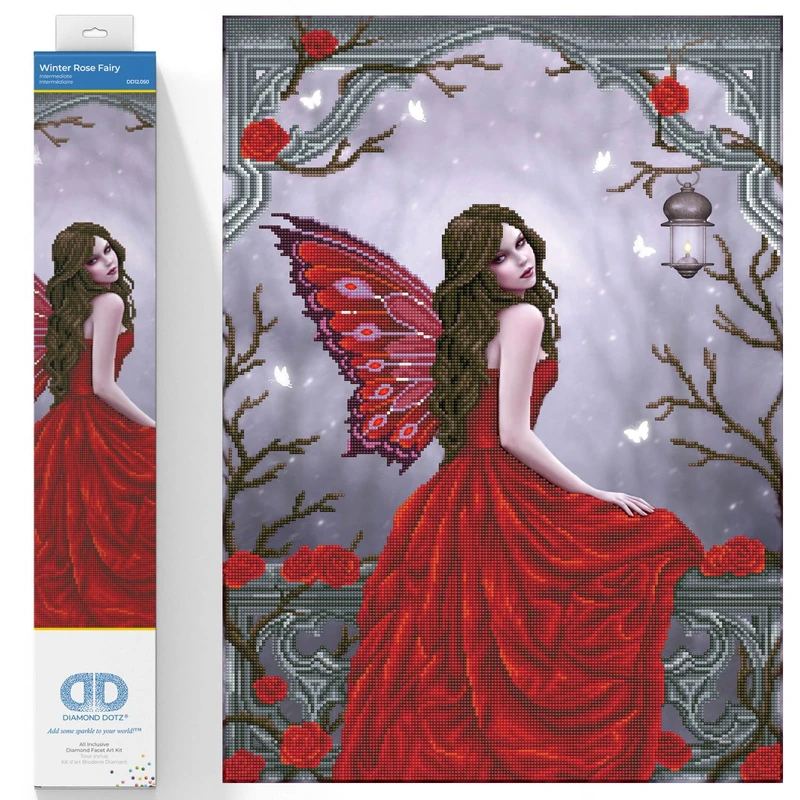 DIAMOND DOTZ Painting Kit: Intermediate, DD12, Winter Rose Fairy, One Size