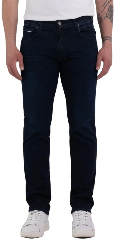 Replay men's Grover straight-fit jeans with stretch, blue (Dark Blue 007), 28W / 32L