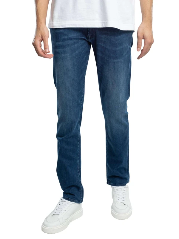 Replay men's Grover straight-fit jeans with stretch, blue (Medium Blue 009), 38W / 34L