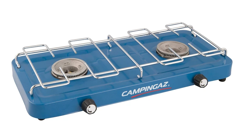 Campingaz Base Camp Compact Gas Stove Multi Cooking Options with 2 Plates, 2 Burners with Power 2 x 1600 Watt for Camping or Festivals, Blue