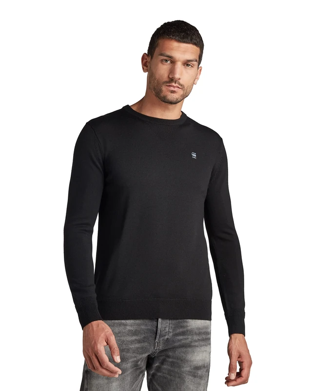 G-Star Men's Premium Basic Knitted Sweater, Black (dk black D18244-B692-6484), S