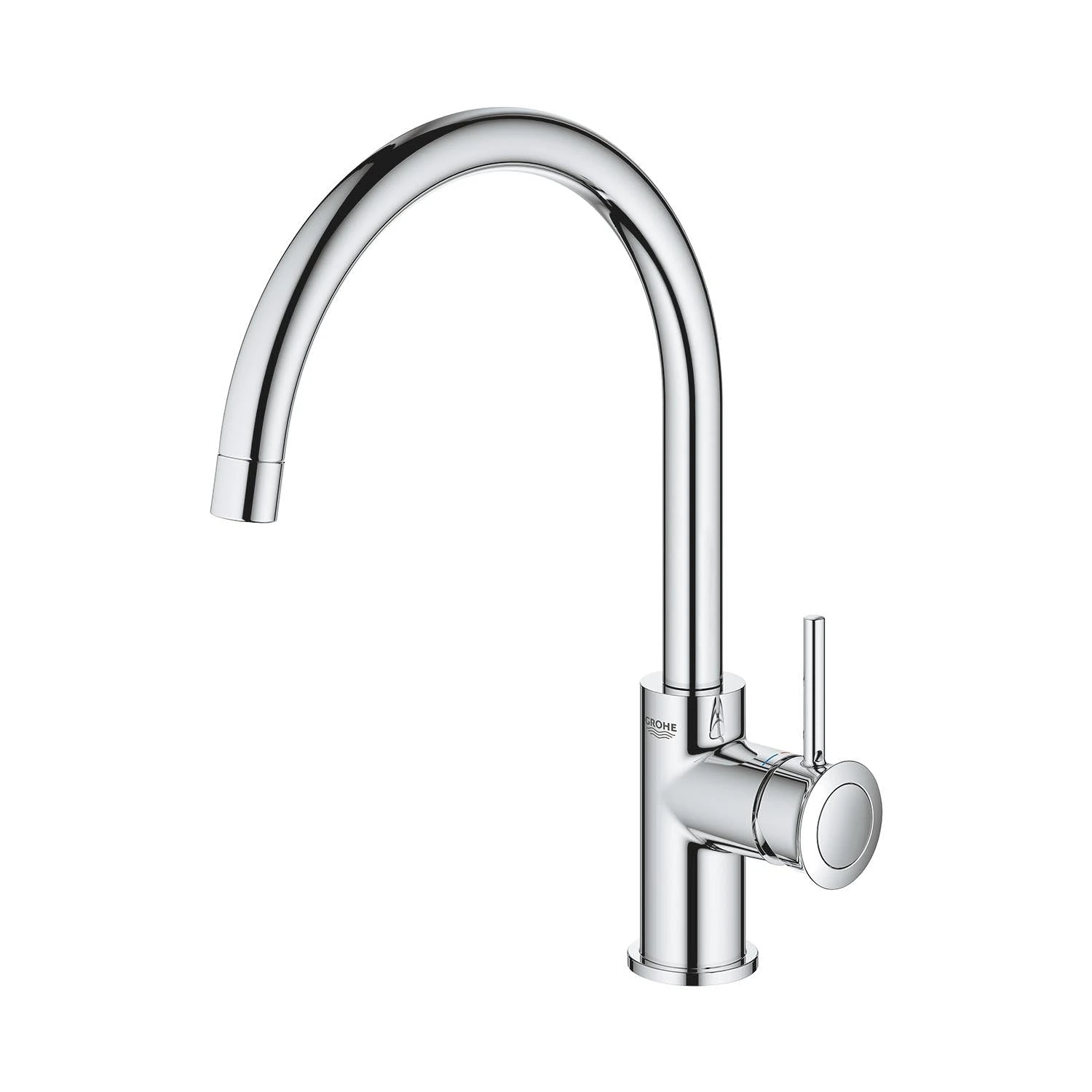 GROHE Start – Single Lever Kitchen Mixer Tap (High C-Spout, 360˚ Swivel Range, 28 mm Ceramic Cartridge, Min. Recommended Pressure 1.0 Bar, Tails 3/8 Inch), Quick Mount Included, Chrome, 31553001