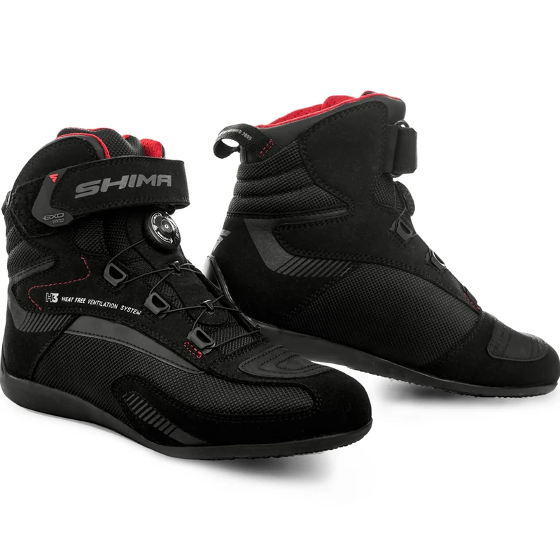 SHIMA EXO Vented, Motorbike Shoes for Men | Breathable, Reinforced Street Riding Shoes with ATOP Closure System, Ankle Support, Anti-Slip Sole, Gear Pad (Black, 9)