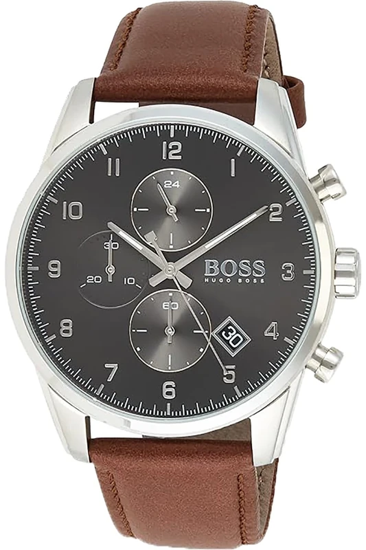 BOSS Chronograph Quartz Watch for Men with Brown Leather Strap - 1513787