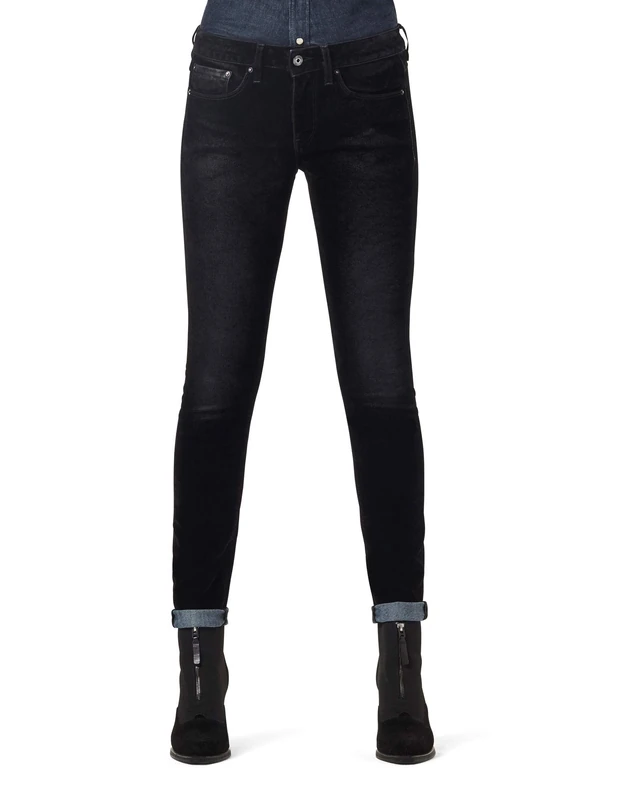 G-Star Women's 3301 Mid Skinny Jeans, Black (black iced flock D05889-C478-B699), 25W / 32L