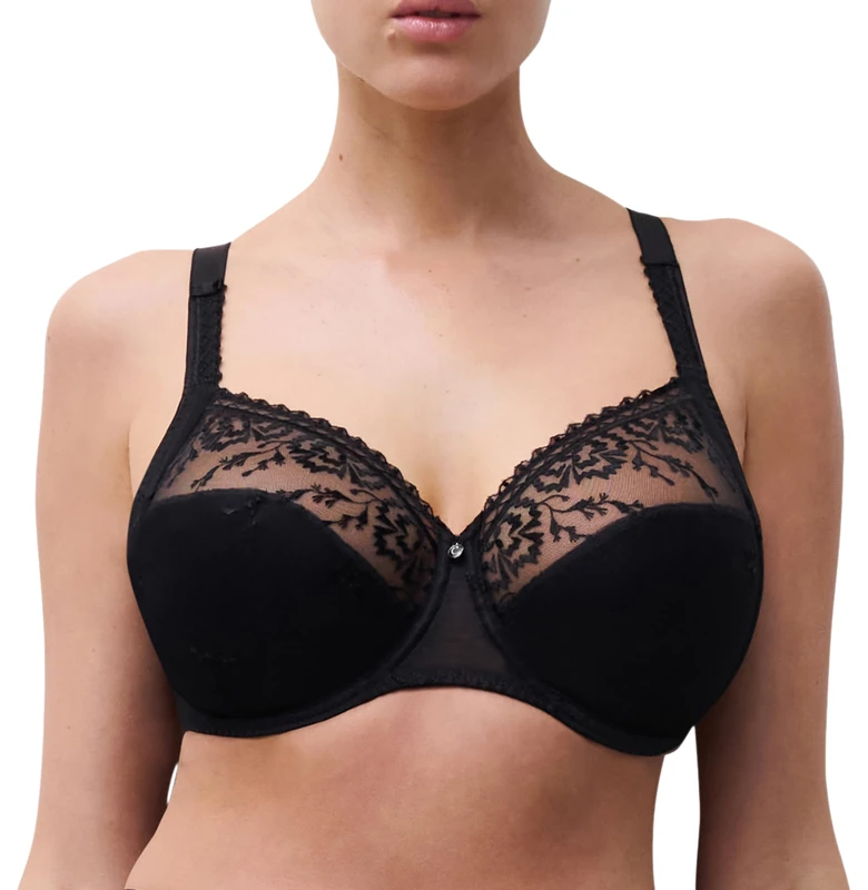 Chantelle Women's, EVERY CURVE, Very covering underwired bra, Women's lingerie, Schwarz, 38C