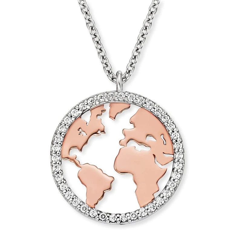 Engelsrufer Angel Whisperer ERN-World-BICOR-ZI Women's 925 Sterling Silver Necklace with Cubic Zirconia Stones Lobster Clasp Size 44 cm
