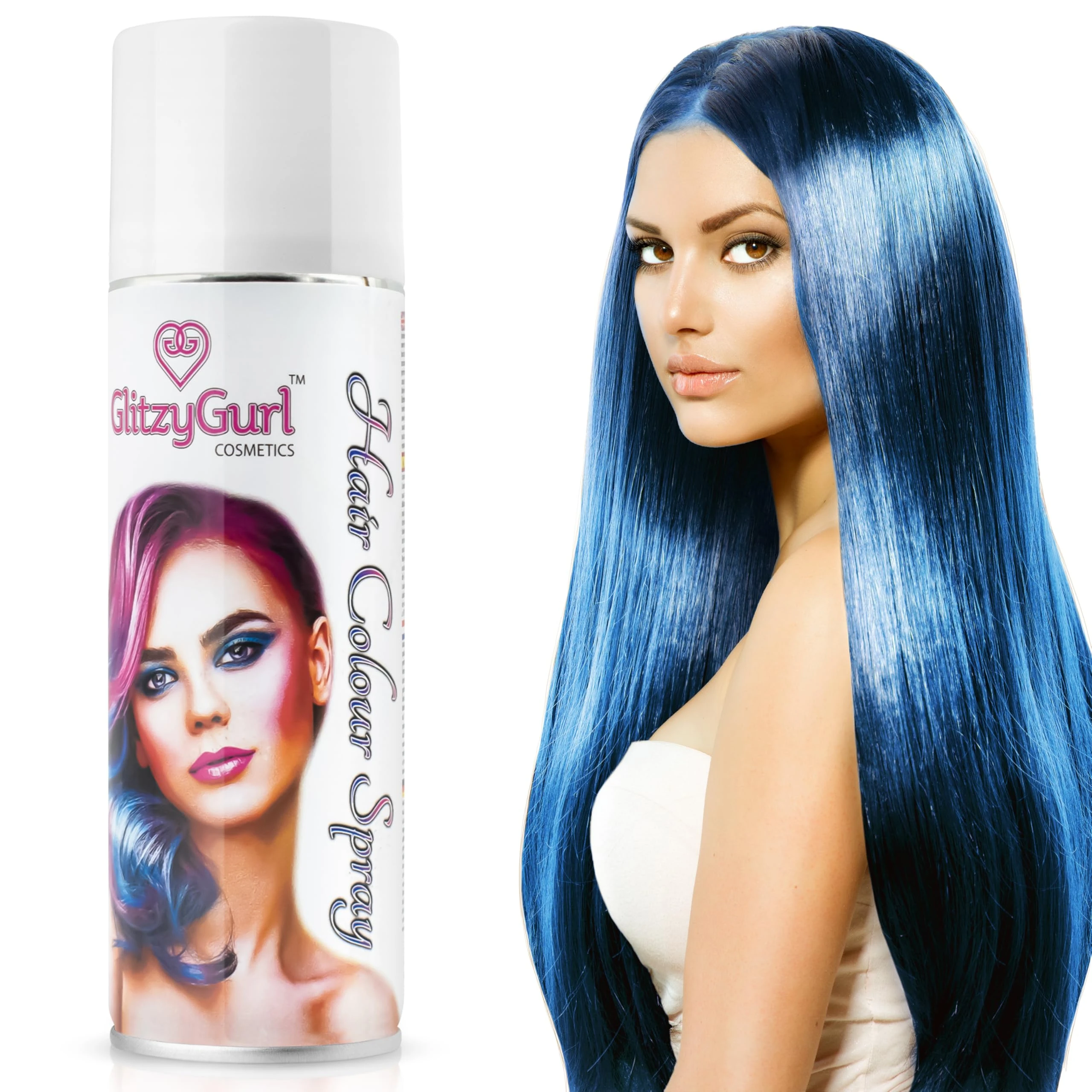 Hair Colour Spray 125ml Temporary Hair Kids Adults Halloween Temporary Dye Made in UK (Fluo Blue)