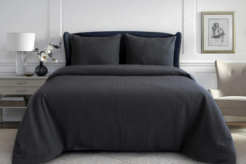 Yellow Layan 240 Iron Grey Duvet Cover